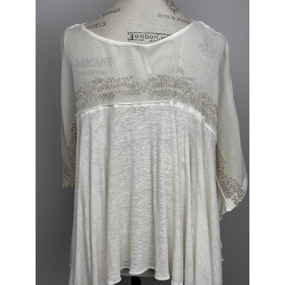 Free People Oversized Embroidered Tee Small Bohemian - Picture 6 of 11